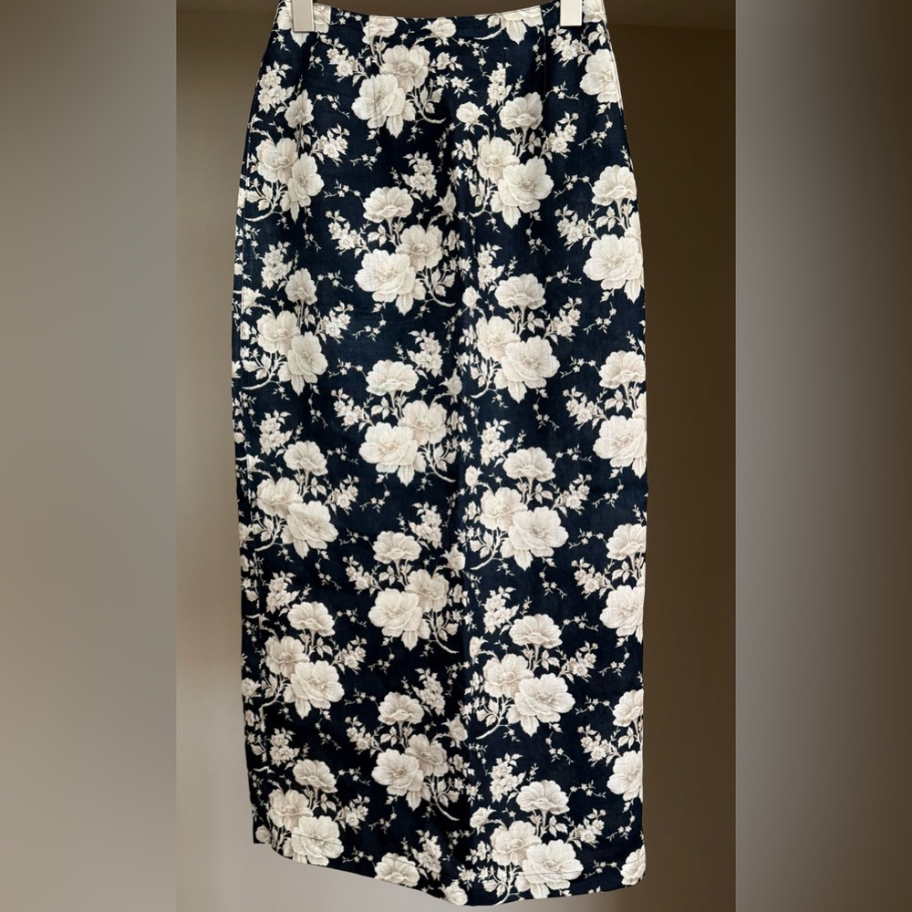 Liz Claiborne Sz 4 Linen Floral Wrap Skirt